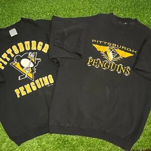 Vintage Pittsburgh Penguins Sweatshirt Bundle Size XL Set of 2 Made in USA